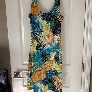 Vibrant Palm Print Midi Dress